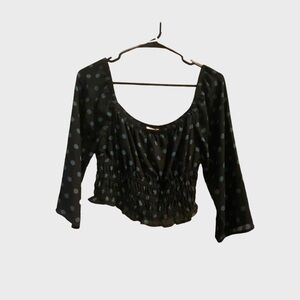 Green Polka Dot Square Neck line Blouse